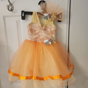 Orange and Cream Floral Kids Costume